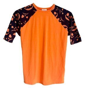 Lularoe Girls Top Halloween‎ Skeleton Size 10 Youth Jack Skellington Raglan